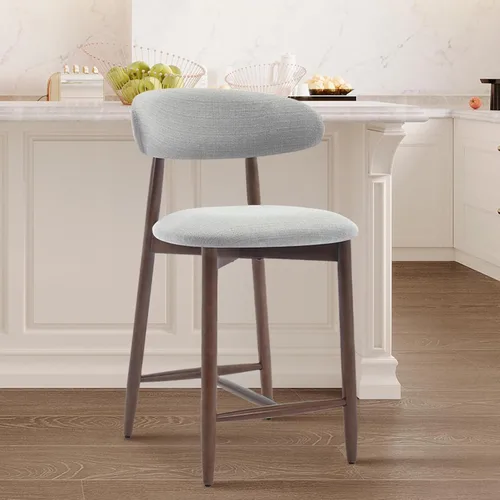 Miniatura 18 de COLAMY Taburetes de bar con respaldo, taburetes de bar de altura de mostrador, taburetes tapizados con patas de madera para cocina, isla de comedor