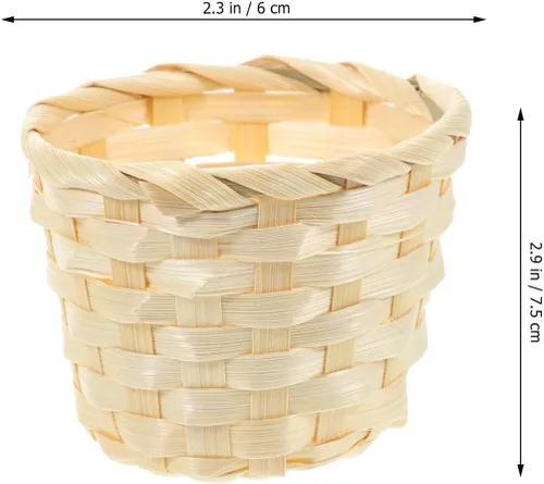 Miniatura 7 de Happyyami Paquete de 5 cestas tejidas de bambú pequeños recipientes de almacenamiento redondos para frutas, postres de picnic y organización