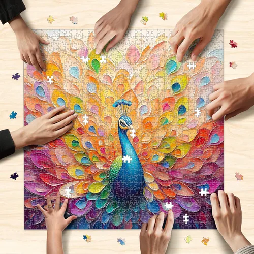 Miniatura 3 de Rompecabezas difíciles para adultos de 1000 piezas: rompecabezas de ilustraciones de pavo real, rompecabezas difícil desafiante e imposible