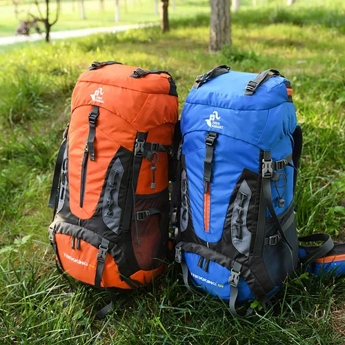 Miniatura 9 de Bseash Mochila de senderismo para acampar de 60 litros con cubierta para lluvia, impermeable, gran capacidad, deportes al aire libre, viajes, Azul