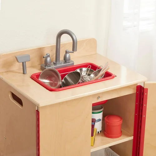Miniatura 11 de ECR4Kids Fregadero de Cocina de Juguete, Juego de Madera, Natural