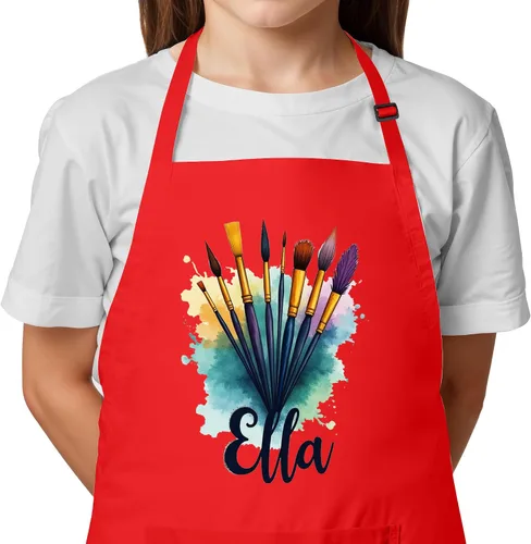 Miniatura 7 de Delantal con Nombre Personalizado para Pintura y Manualidades de Niños – Idea de Regalo Única para Calcetín Navideño para Niños y Niñas – Regalo