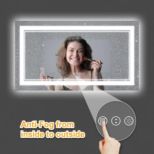 Miniatura 6 de Espejo de baño LED de 72 x 36 pulgadas, retroiluminado y frontal iluminado, espejo de tocador grande iluminado con luces, antiniebla, regulable