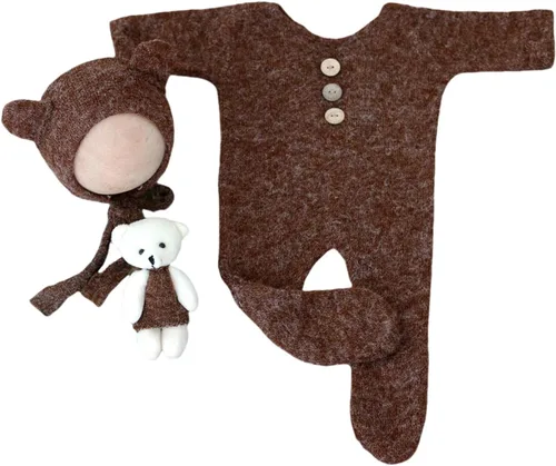 Miniatura 11 de Zeroest Traje de fotografía para recién nacido, accesorios para sesión de fotos de bebé, accesorios de oso para fotos de bebé recién nacido, Azul