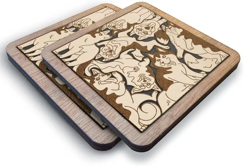 Miniatura 7 de 02 Posavasos de Perro Beagle - Juego de Posavasos de Madera con Rompecabezas de Perro Beagle - Posavasos Entrelazados tipo Rompecabezas con Diseño