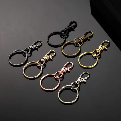 Miniatura 7 de Hotop Juego de 100 cierres giratorios de 50 piezas con 50 anillos de llavero, ganchos de clip para llavero de langosta para llavero, joyería
