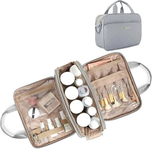 Miniatura 5 de BAGSMART Neceser grande, organizador de maquillaje de viaje, resistente al agua, bolsa de cosméticos para maquillaje, bolsa de viaje