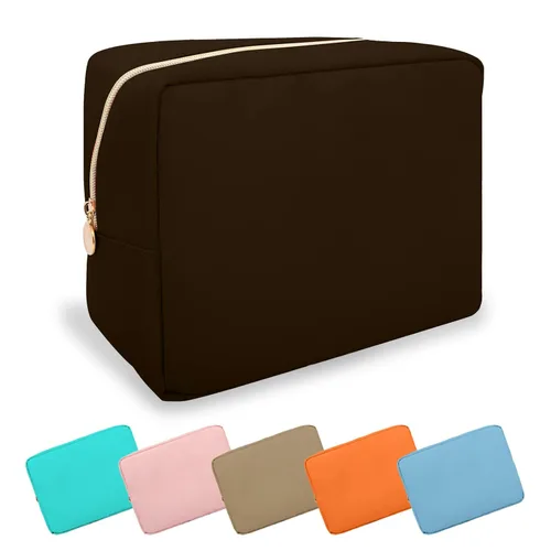 Miniatura 44 de Estuche pequeño para lápices y maquillaje para bolso, lindo estuche de lápices, bolsa de pinceles de maquillaje de nylon con cremallera, estuche