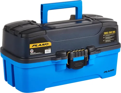 Miniatura 10 de Caja de señuelos de pesca marca Plano, de dos bandejas con doble acceso superior, Multi Azul/Blanco