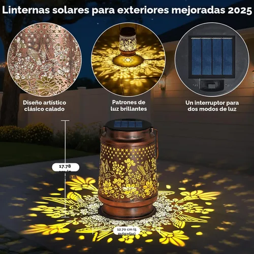 Miniatura 2 de Farol solar impermeable para exteriores, decoración de jardín, regalos de cumpleaños de Navidad para mujeres, mamá, abuela, jardín decorativo