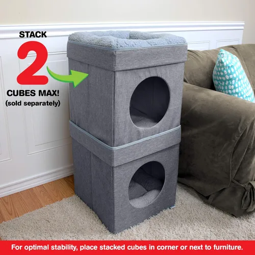 Miniatura 3 de Kitty City Muebles de cubo para gatos de interior, cubo gris A) Cubo de gato (gris)