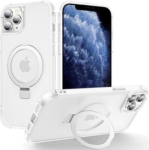 Miniatura 28 de CHAOFEnG Funda magnética compatible con iPhone 11 con soporte, prueba de caídas de grado militar, compatible con imán, anillo translúcido, parte