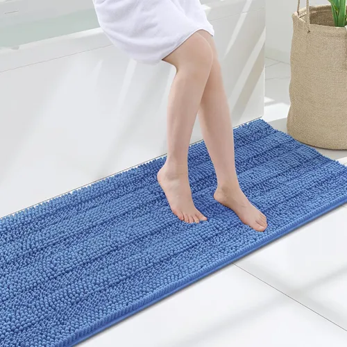 Miniatura 245 de Grandaily Alfombras de baño de felpilla a rayas de 24 x 16 pulgadas, extra gruesas y suaves, absorbentes, parte trasera de goma, alfombra de ducha