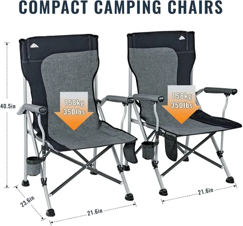 Miniatura 4 de Ablazer Paquete de 2 sillas de camping para adultos, silla de caza portátil que soporta 350 libras, silla plegable de gran tamaño resistente