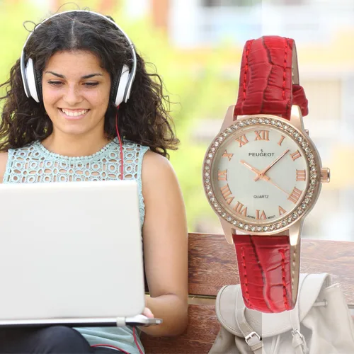 Miniatura 2 de Peugeot Reloj de vestir de piel con números romanos de metal para mujer