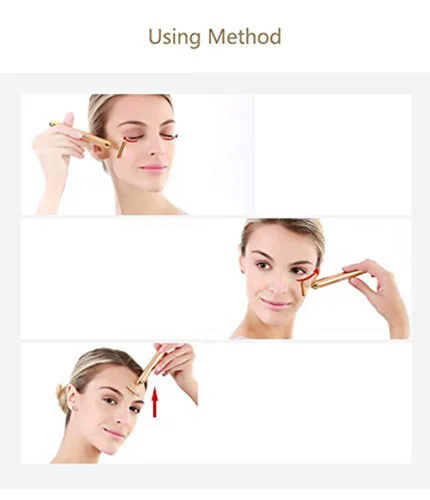 Miniatura 4 de Barra de masaje facial con dorado de 24 quilates, masajeador eléctrico a pulso en forma de T, para piel sensible, acción reafirmante