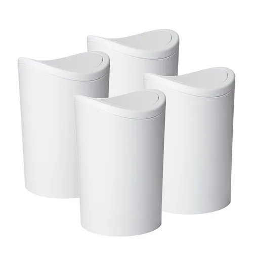 Miniatura 7 de Superio MIni - Bote de basura para baño con tapa, cubo de basura mini gris moderno con tapa abatible (1 1/2 galones, 6 litros) bote de basura