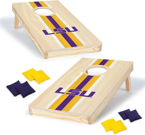 Miniatura 29 de Wild Sports College - Juego de cornhole de madera maciza de 1 x 2 pies con impresión directa HD gráficos del equipo, tamaño de viaje