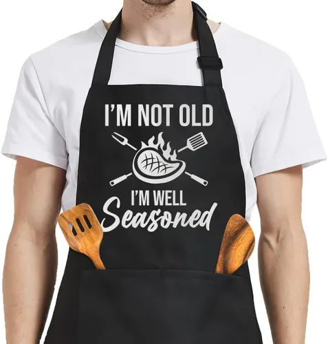 Miniatura 36 de SANDJEST Funny Mens Aprons with Pockets for BBQ Grilling Cooking Grandpa Husband Apron for Birthday Christmas Father's Day funny 7