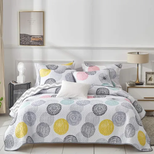 Miniatura 13 de UOZZI BEDDING - Juego de edredón reversible de 3 piezas tamaño Queen, con hojas verde azuladas y flores rojas en blanco, microfibra suave y ligera