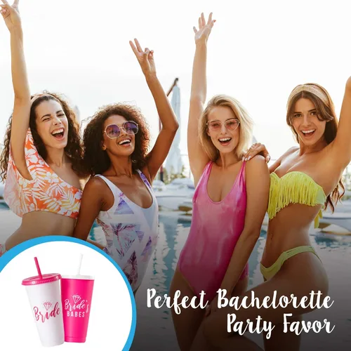 Miniatura 7 de Pop Fizz Designs Vasos para despedida de soltera – Paquete de 10 Vasos para novia y dama de honor Suministros para fiesta de novia y regalos