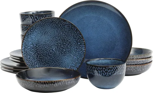 Miniatura 19 de Gibson Elite Peach Orchard 12-Piece New Bone China Dinnerware Set Service for 4, Embossed Fluted Plates and Bowls, Dishwasher and Microwave Safe