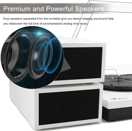 Miniatura 5 de LP&No.1 - Paquete de tocadiscos moderno con altavoces estéreo de estantería de doble potencia, preamplificador phono incorporado, transmisión por