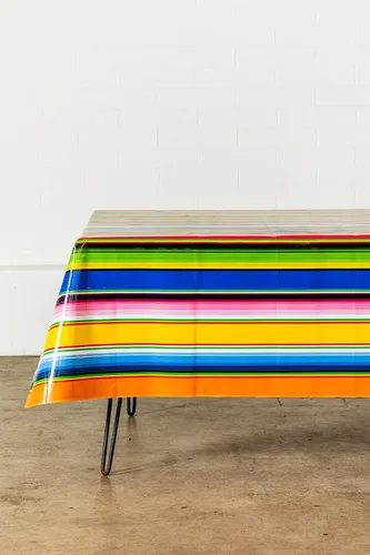 Miniatura 6 de Alux Serape - Mantel de plástico PVC de vinilo color azul y amarillo, mantel de plástico (55 x 70 pulgadas, rectangular), azul, amarillo, rojo