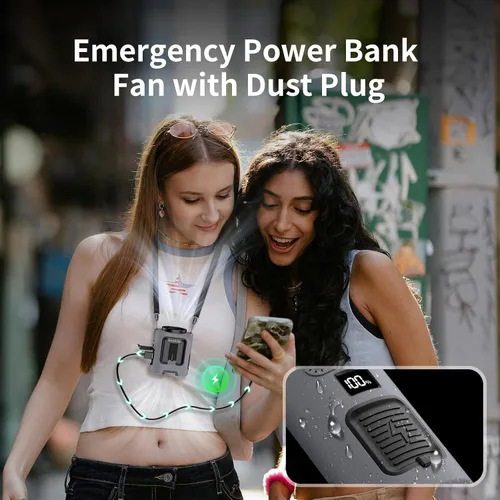 Miniatura 5 de Socool - Ventilador de cintura portátil de 5000 mAh, recargable, mini ventilador personal con 13000 RPM y 4 velocidades ajustables, enfriamiento