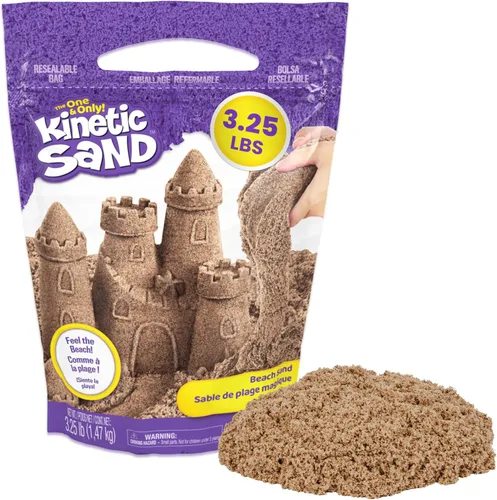 Kinetic Sand, Arena de juego de playa de 3.25 libras, exclusiva de Amazon, bolsa resellable (el embalaje puede variar), juguetes sensoriales, Marrón