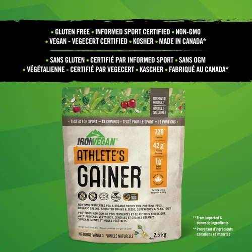 Miniatura 3 de IRONVEGAN Polvo de proteína de vainilla Gainer, 2500 GR