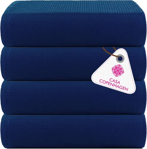 Miniatura 112 de CASA COPENHAGEN Juego de 6 toallas de palomitas de maíz, color azul polvoriento, 21.16 oz/m², 2 toallas de baño, 2 toallas de mano y 2 toallas