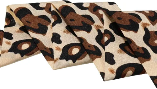 Miniatura 4 de Allegra K Bufanda delgada para mujer, bufanda larga y delgada con estampado de leopardo, banda para el cabello, bolsa con asa