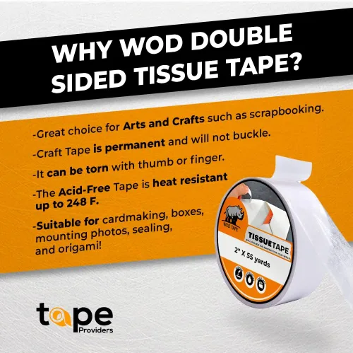 Miniatura 2 de WOD DCTT32W - Cinta adhesiva de doble cara para manualidades, 3/8 pulgadas x 55 yardas, sin ácidos, permanente y resistente al calor, para álbumes