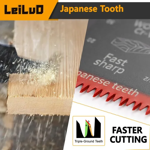 Miniatura 5 de LEILUO 7 hojas de sierra oscilantes universales extra largas de dientes japoneses y titanio multiherramienta para madera con clavos, cuchillas