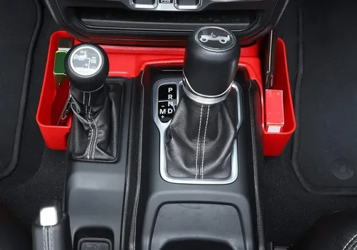 JeCar Bandeja de palanca de cambios de consola central, caja de almacenamiento para Jeep Wrangler JL Gladiator JT 2018-2024 (rojo)