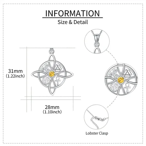 Miniatura 49 de YAFEINI Collar con dije de nudo de bruja de plata de ley, amuleto de bruja de cruz celta, regalo para mujer