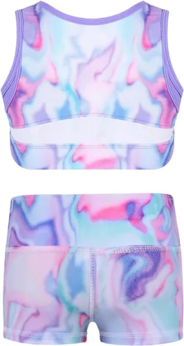 Miniatura 2 de Traje de baño deportivo sin mangas con pantalones cortos para entrenamiento y fitness para niñas y niñas