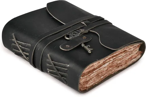 Diario de cuero LEATHER VILLAGE – 200 páginas de papel antiguo con bordes recortados hecho a mano – Diario encuadernado en cuero para mujeres y