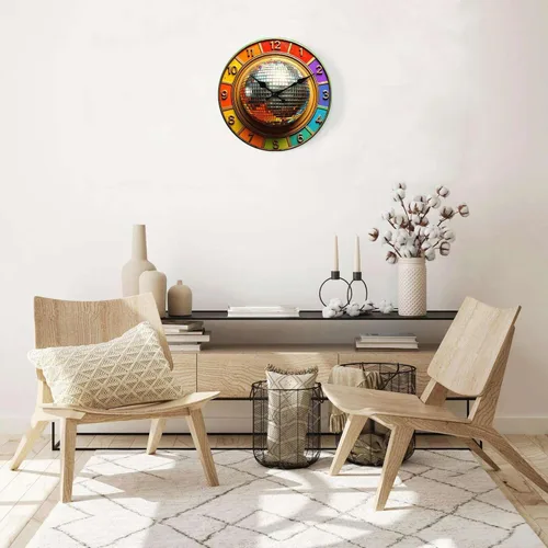 Miniatura 5 de Reloj de pared, reloj de pared retro sin tictac, funciona con pilas, relojes de pared de madera dorada para cocina, sala de estar, dormitorio