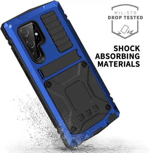 Miniatura 2 de Simicoo Funda militar compatible con Samsung S23 Ultra Metal con protector de pantalla de soporte, protección de cámara, resistente, a prueba de Azul