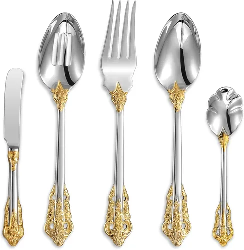Miniatura 10 de KEAWELL Precioso juego de utensilios de servicio de anfitriona de acero inoxidable 18/10, apto para lavavajillas (dorado)