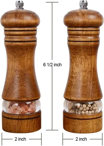 Miniatura 8 de Haomacro Juego de molinillos de sal y pimienta de madera, molinillo de pimienta manual clásico, molinillo de sal, molinillo de pimienta recargable