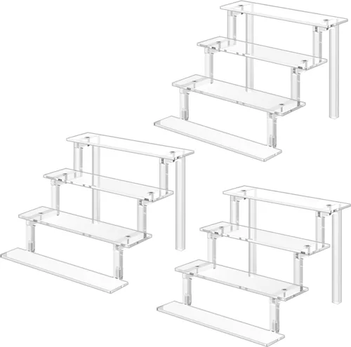 Miniatura 9 de WINKINE - Estante de acrílico transparente de 3 pasos para figuras Amiibo Funko POP, 3 niveles de acrílico para decoración y organizador
