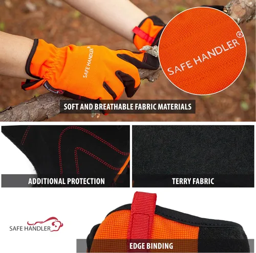 Miniatura 7 de SAFE HANDLER Guantes de alta visibilidad Alta visibilidad, comodidad transpirable, muñecas ajustadas, palma y nudillos reforzados, L/XL, 1 par