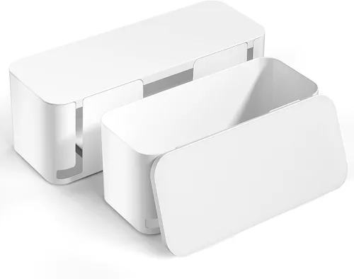 YECAYE Paquete de 2 cajas de organización de cables, caja organizadora de cables para mascotas para el hogar y la oficina, caja protectora de cables