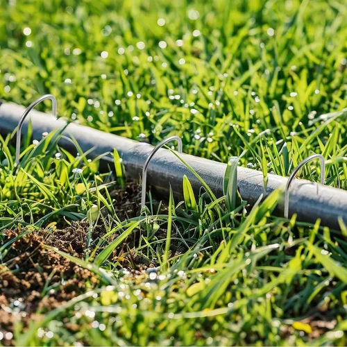 Miniatura 6 de 150 grapas de paisaje, estacas de jardín de 6 pulgadas, grapas de jardín de calibre 12, pasadores en forma de U resistentes galvanizados, estacas