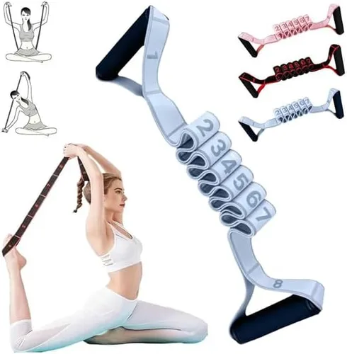Fitness Resistance Bands with Handles for Stretching and Yoga,Number Stretch Resistance Band with Clear Markings,8Loops Elastic Exercise