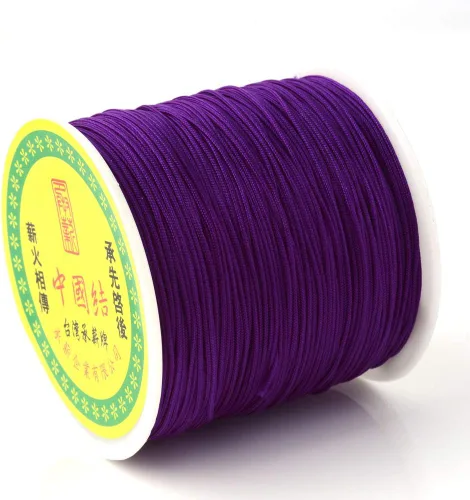 Miniatura 59 de Cordón de nailon trenzado de 150 yardas, cuerda roja de 0.020 in para pulsera, hilo de cuentas de nailon para collar Kumihimo, joyas, borlas