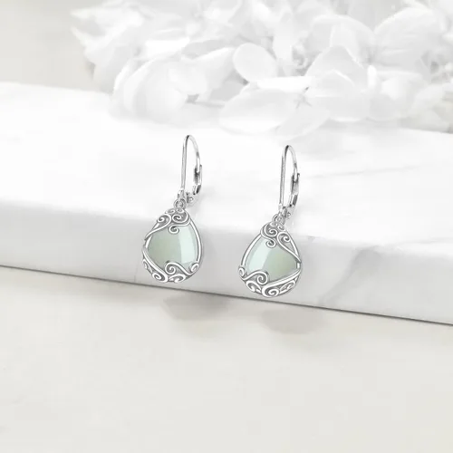 Miniatura 98 de Aretes colgantes con forma de lágrima de filigrana de piedra lunar de plata de ley 925 con cierre de palanca para mujer, regalos de joyería